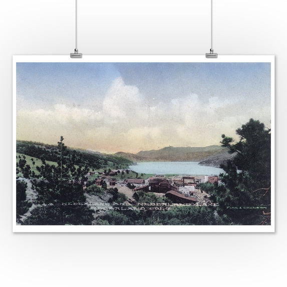 Nederland, Colorado - Aerial View of the Town and Nederland Lake (12x18 Art Print, Wall Decor Travel Poster)
