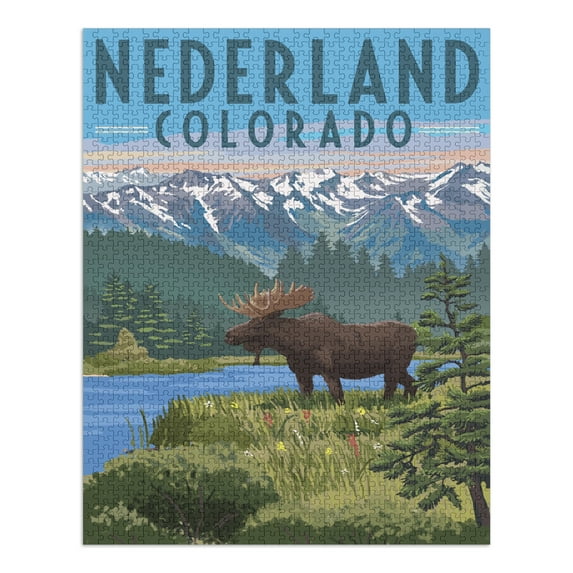 Nederland, Colorado, Moose, Summer Scene (1000 Piece Puzzle, Size 19x27, Challenging Jigsaw Puzzle for Adults and Family, Made in USA)