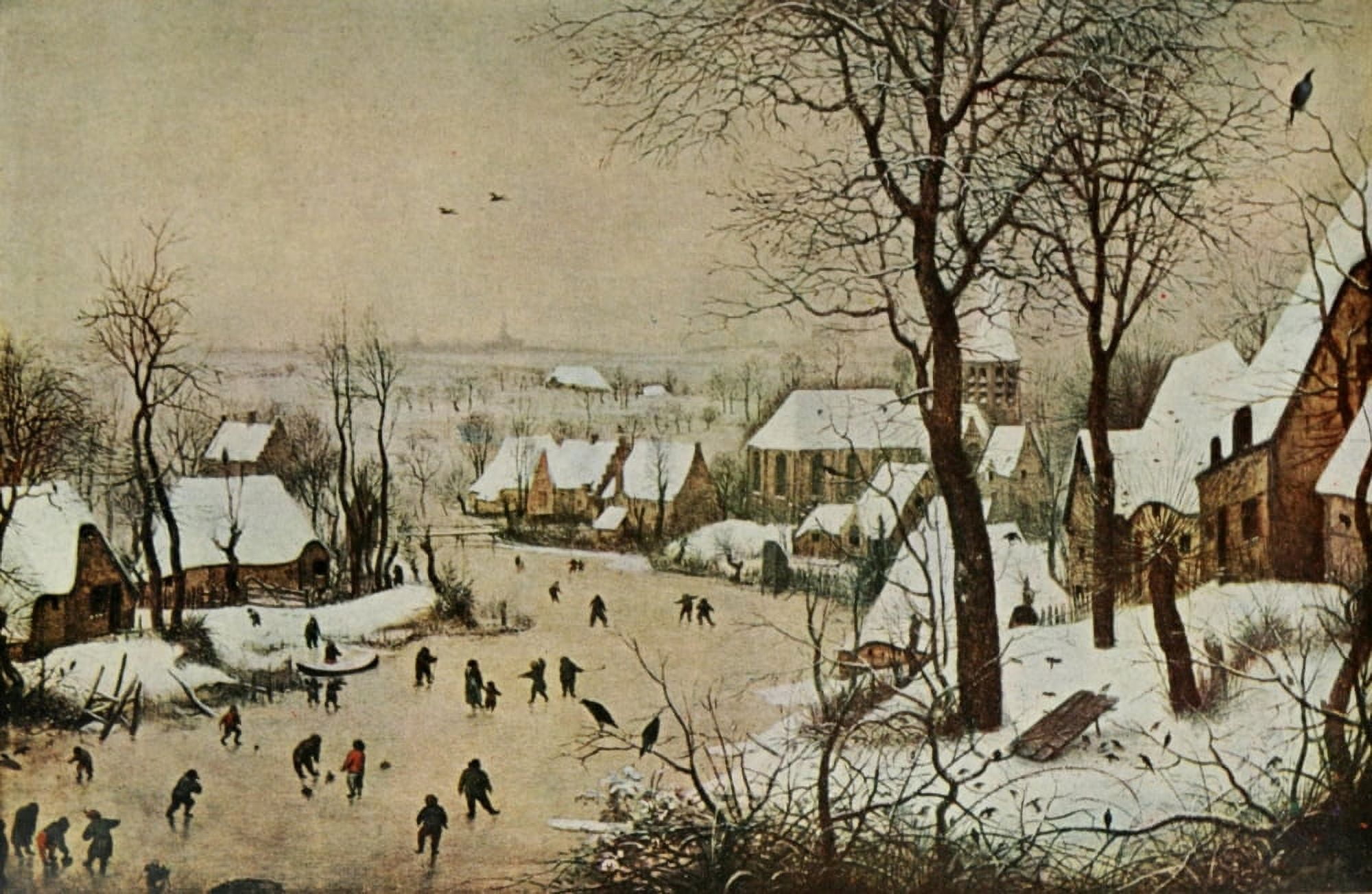 Nederlandsche Schilderkunst 1900 Village with Snow Canvas Art - Pieter Bruegel (24 x 36)