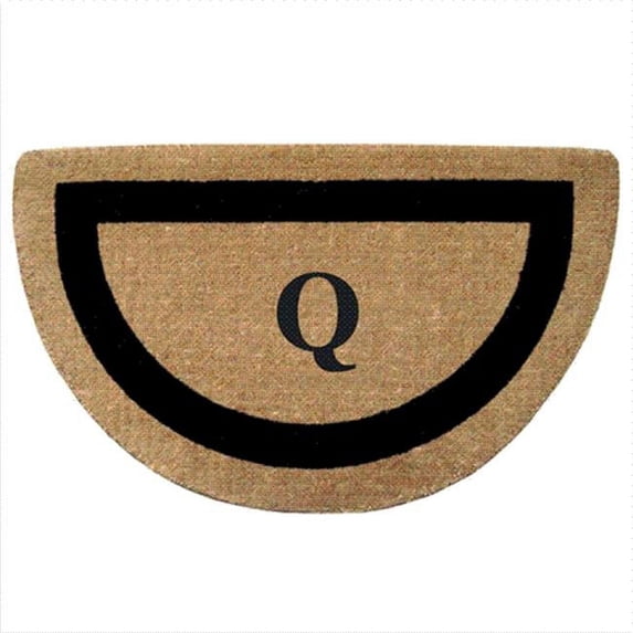 Nedia Home 02053Q Single Picture - Black Frame 22 x 36 In. Half Round Heavy Duty Coir Doormat - Monogrammed Q