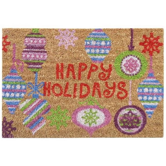 Nedia Home 33037 16 x 24 in. Bright Ornaments Super Scraper Coir Door Mat - Multi Color