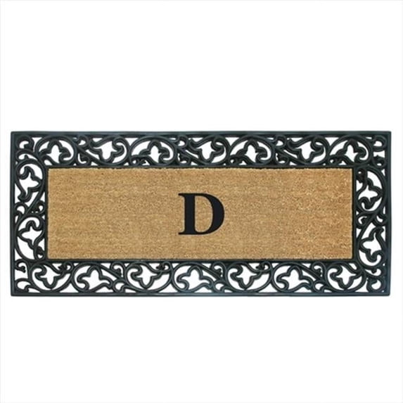 Nedia Home Acanthus Border 22 x 36 In. Rubber-Coir Doormat - Monogrammed E