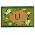 thumbnail image 1 of Nedia Home GNU3672 36 x 72 in. Genevieve Green Heavy Duty Coir Door Mat, Monogrammed U, 1 of 1