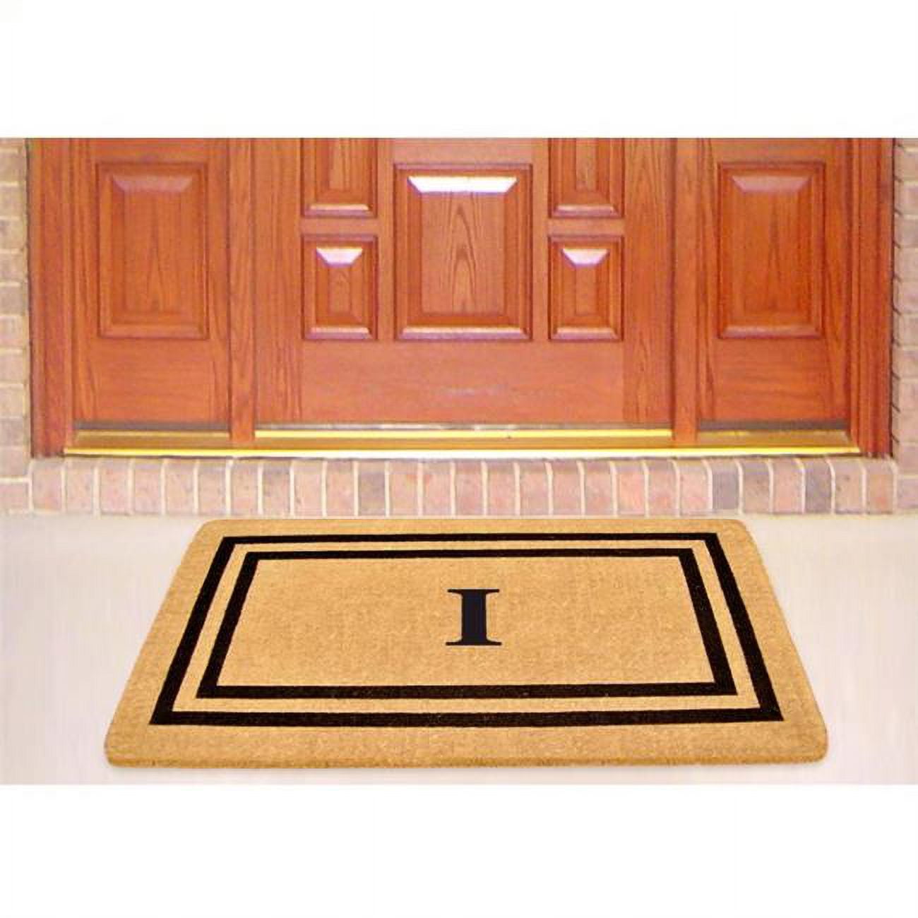 Nedia Home O2047I 38 x 60 in. Thin Double Picture Frame Black Heavy Duty Coir Doormat - Monogrammed I