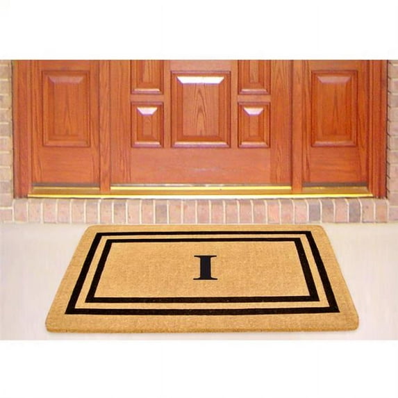 Nedia Home O2047I 38 x 60 in. Thin Double Picture Frame Black Heavy Duty Coir Doormat - Monogrammed I