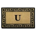 thumbnail image 1 of Nedia Home O2187U 22 x 36 in. Florentine Heavy Duty Coir Door Mat, Monogrammed U - Black, 1 of 1