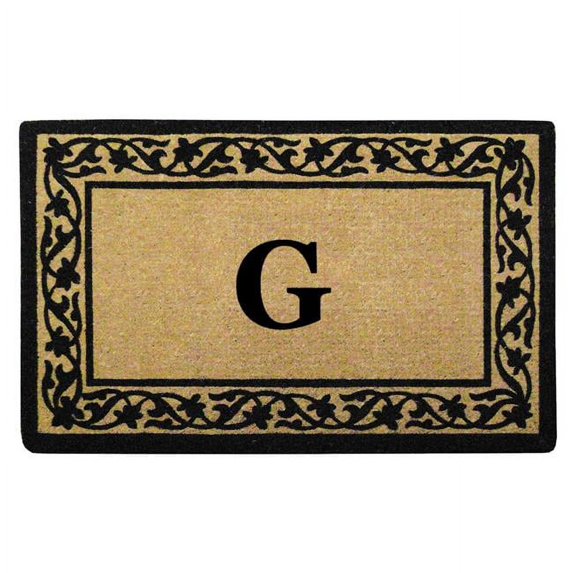 Nedia Home O2202G 38 x 60 in. Florentine Heavy Duty Coir Door Mat, Monogrammed G - Black