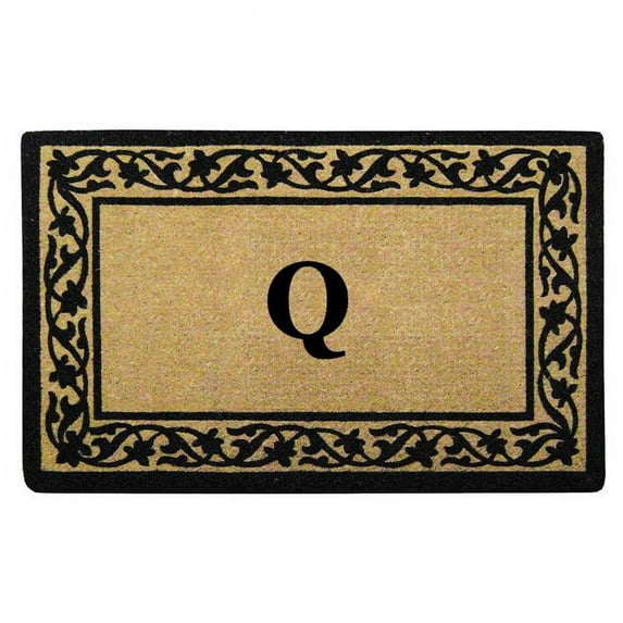 Nedia Home O2202Q 38 x 60 in. Florentine Heavy Duty Coir Door Mat, Monogrammed Q - Black