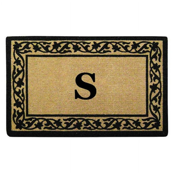 Nedia Home O2202S 38 x 60 in. Florentine Heavy Duty Coir Door Mat, Monogrammed S - Black