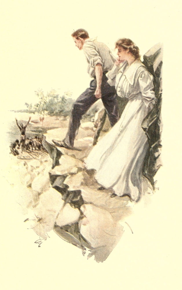 Nedra 1905 Caught on cliff Canvas Art - Harrison Fisher (18 x 24)