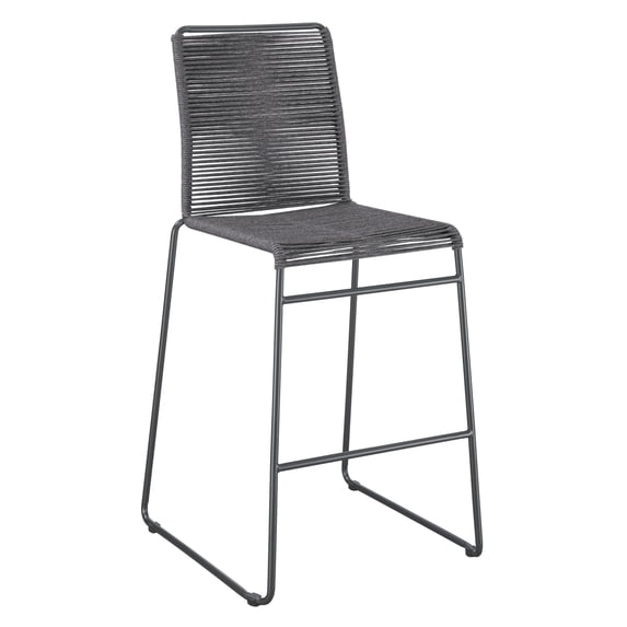 Nee 30 Inch Set of 2 Barstool Chairs with Footrests Charcoal Gray Rope - Saltoro Sherpi