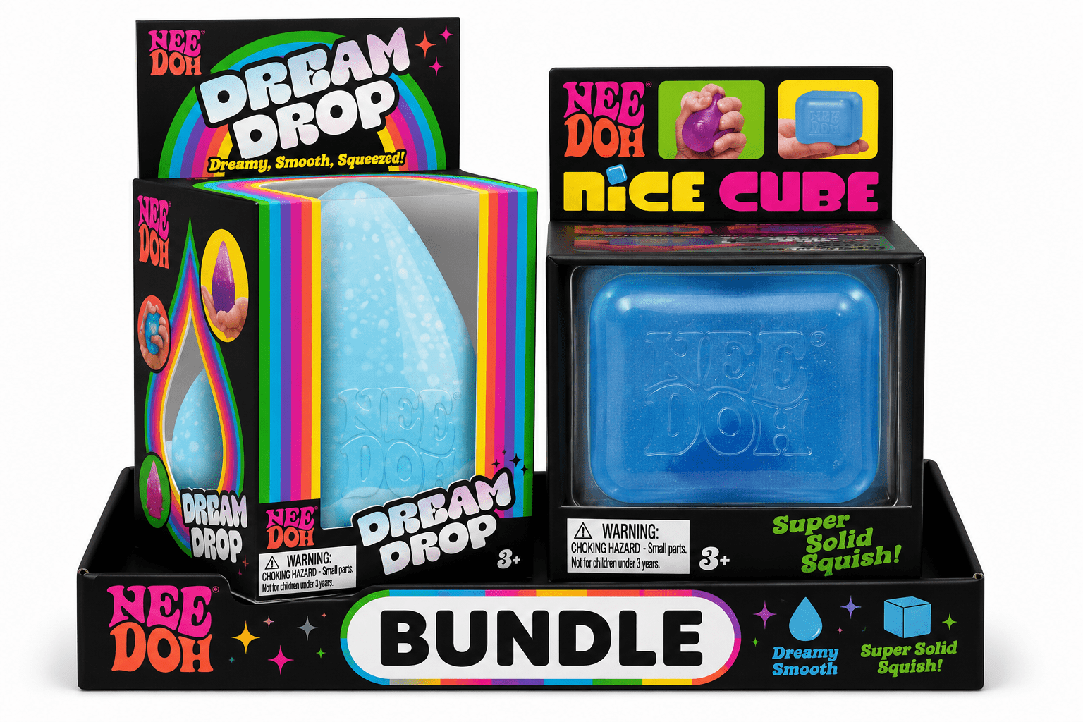 Nee Doh Dream Drop and Cube Bundle, 1 of each random color