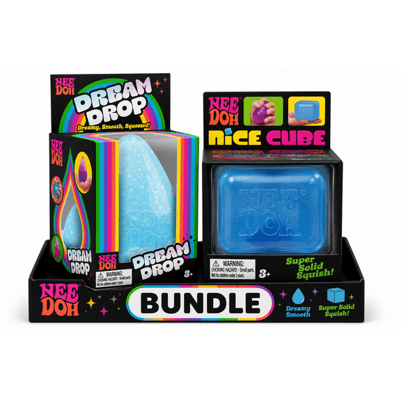 Nee Doh Dream Drop and Cube Bundle, 1 of each random color