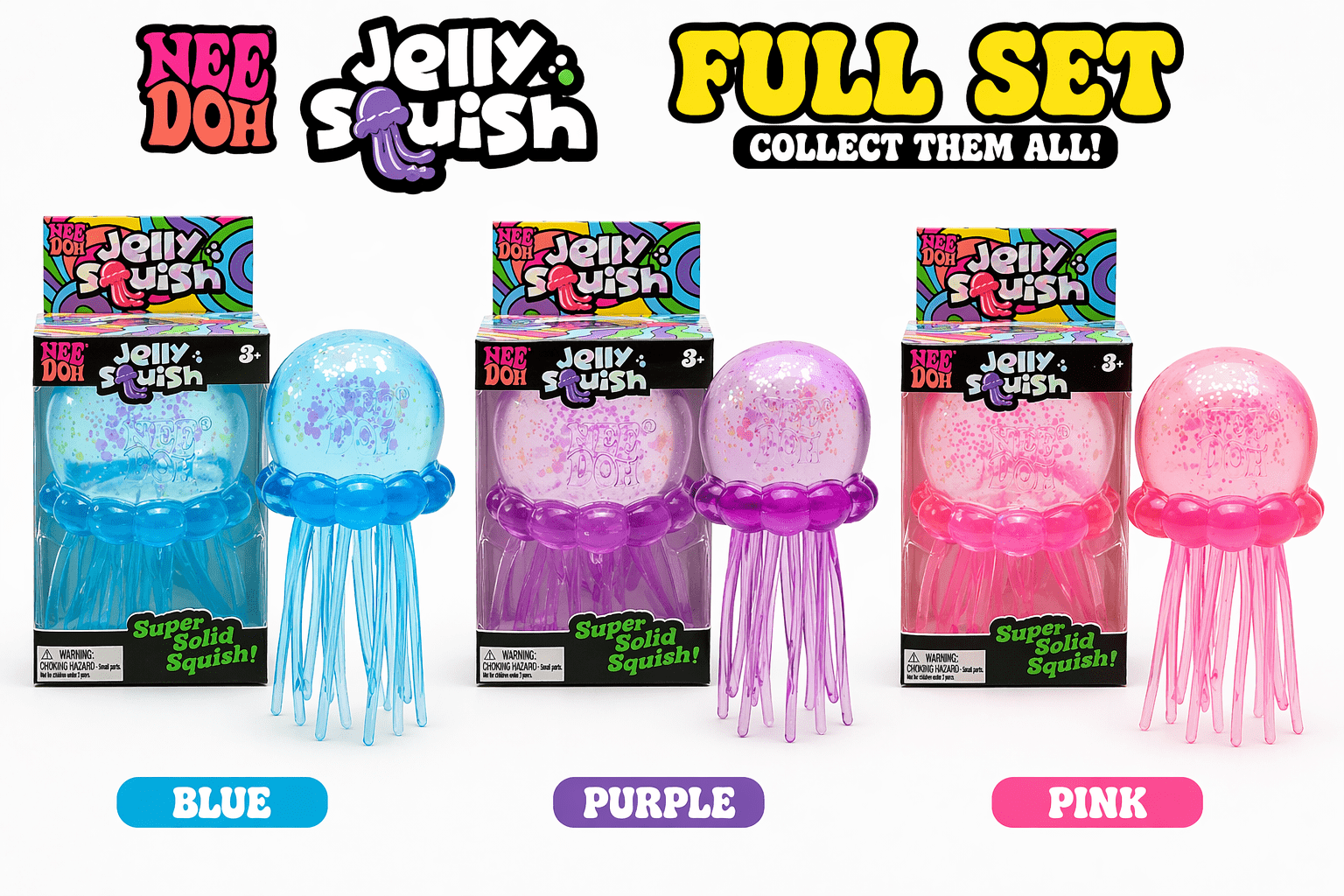 Nee Doh Jelly Squish Full Set, 1 of each color
