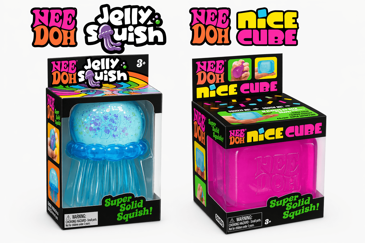 Nee Doh Jelly squish and Nice Cube, 1 of each random color