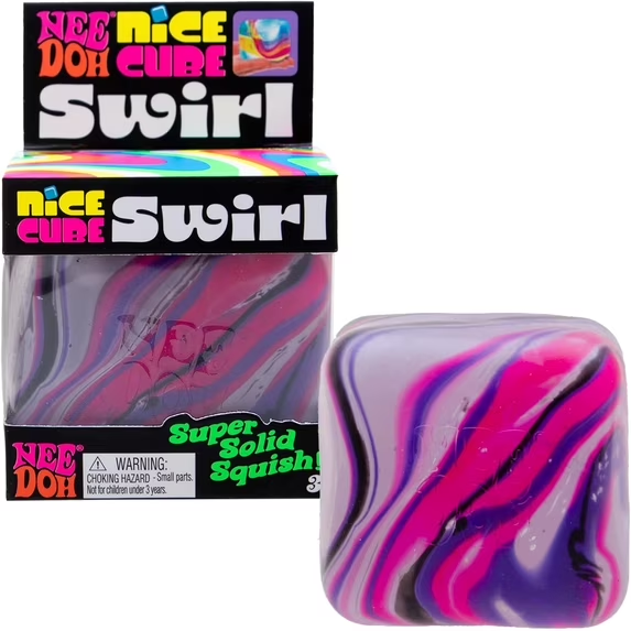 Nee Doh Nice Cube Swirl cube/ ball, Stress Reliver Sensory Fidget, Pink