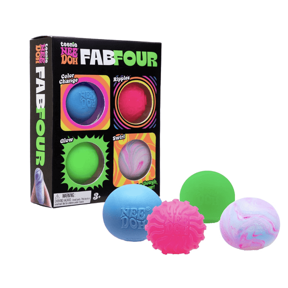 Nee Doh Teenie Fab Four Sensory Stress Relieving Balls (Colors May Vary)