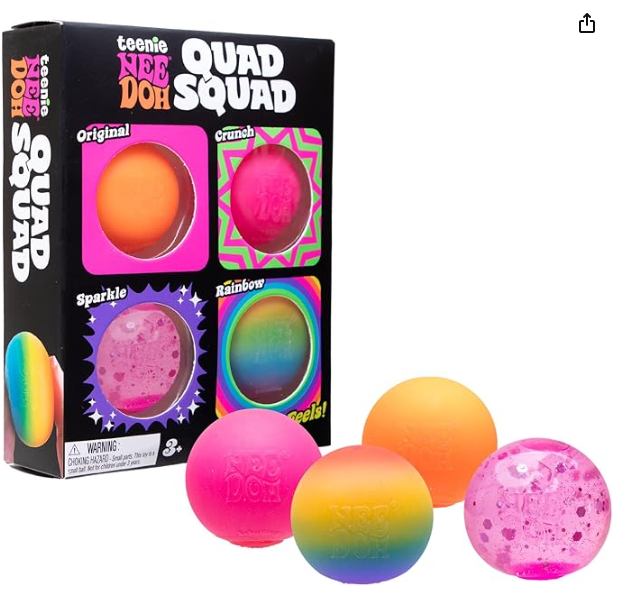 ★トップグレードレインボーアンデシン 16.5ミリ珠ビーズH(SA~SA+) Nee Doh Teenie Quad Squad 4 Pack, 1 pack of random colors