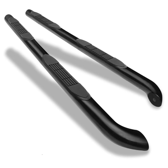 Nee Haoww 2-Piece 3-Inch Step Bars Running Board Left Driver Right Passenger Side Round Mild Steel Gloss Black Powder Coated