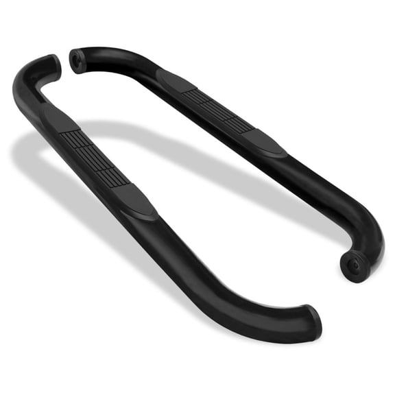 Nee Haoww 2-Piece 3-Inch Step Bars Running Boards Left Driver Right Passenger Side Round Mild Steel Gloss Black Powder Coated