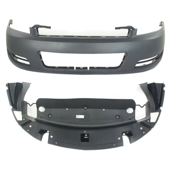 Nee Haoww 2-Piece Front Primed Plastic Bumper Cover Facial Kit Without Tow Hook Hole, Fog Light Holes, or Parking Aid Sensor Holes