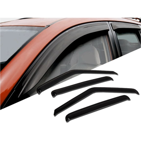 Nee Haoww 4-Piece Sun Rain Wind Deflectors Door Window Visors - Dark Smoke Tint