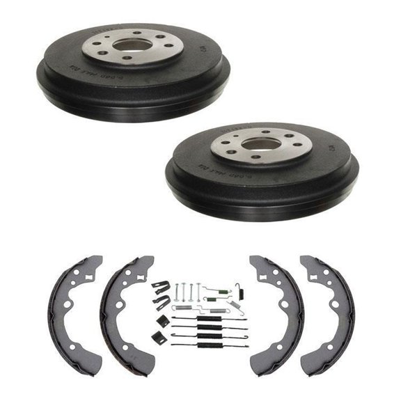 Nee Haoww Rear Brake Drums & Shoes with Brake Springs 4-Piece Set - Non-Asbestos Organic Plain Rotor Style