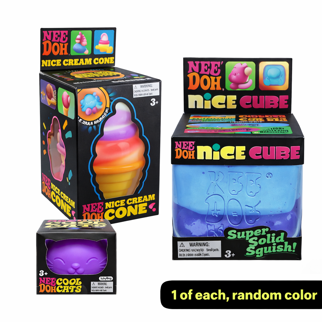 Nee doh Nice Cube, Nice Cream and Cool Cat, 1 of each random colors