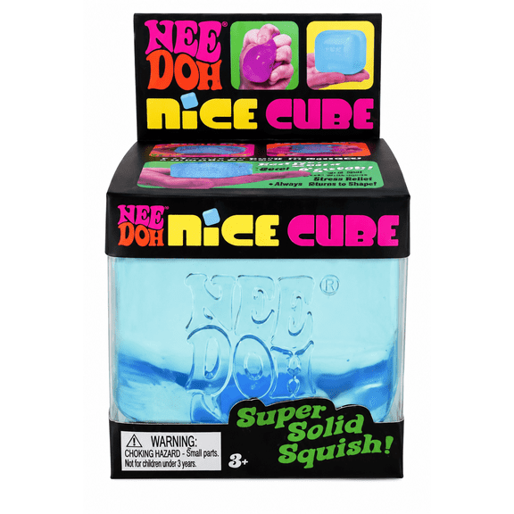 Nee doh Nice Cube, Satisfying Square Shaped Sensory (Blue Color)