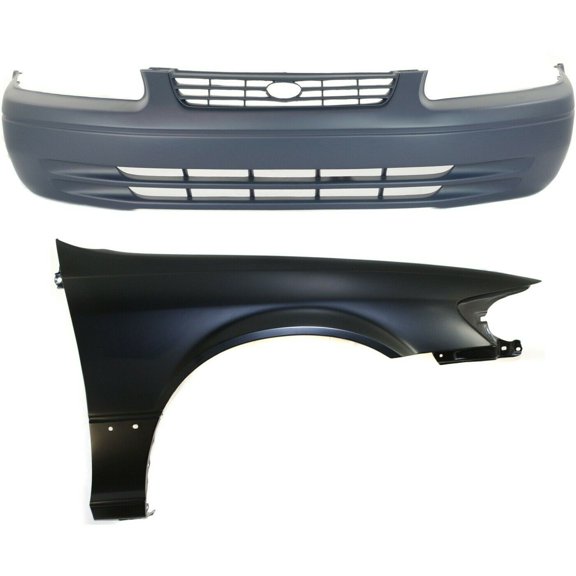 Nee haoww 2-Piece Front Unfinished Steel Bumper Cover Kit Without Fog Light Holes, Parking Aid Sensor Holes, or Tow Hook Hole with Molding Holes