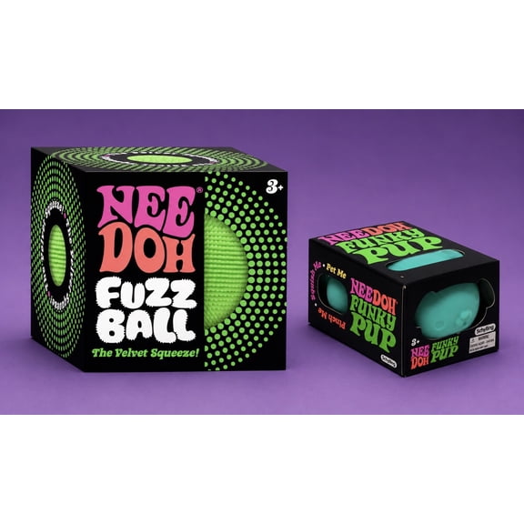 NeeDoh Funky Pup and Fuzz Ball Stress Ball w/ 2 Pieces -RANDOM COLORS ONE OF EACH