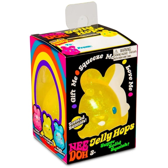 NeeDoh Jelly Hops YELLOW Stress Ball (Squish & Sniff Sparkly Bunny!)