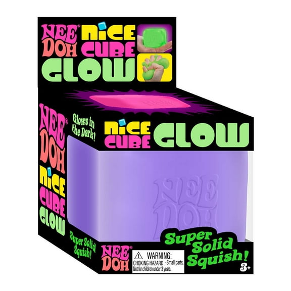 NeeDoh Nice Cube GLOW PURPLE Stress Ball (Glows in the Dark!)