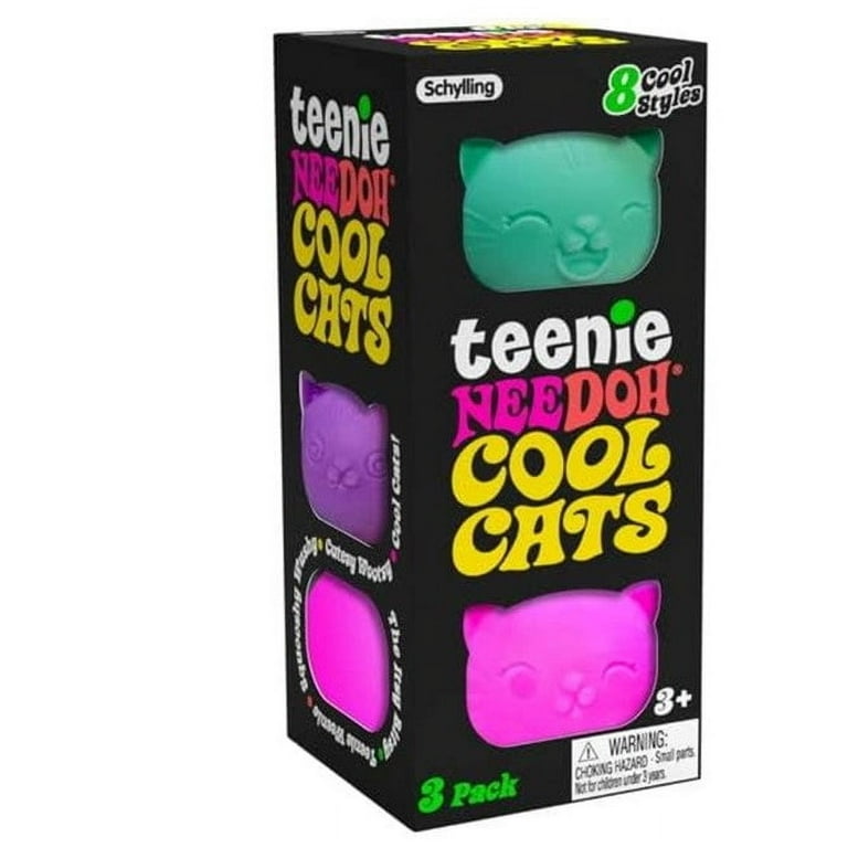 NeeDoh Teenie Cool Cats, Small Squeeze & Squishy Dough-Filled