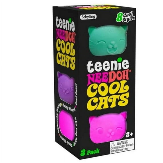 NeeDoh Teenie Cool Cats Stress Ball 3-Pack (3 RANDOM Colors!)