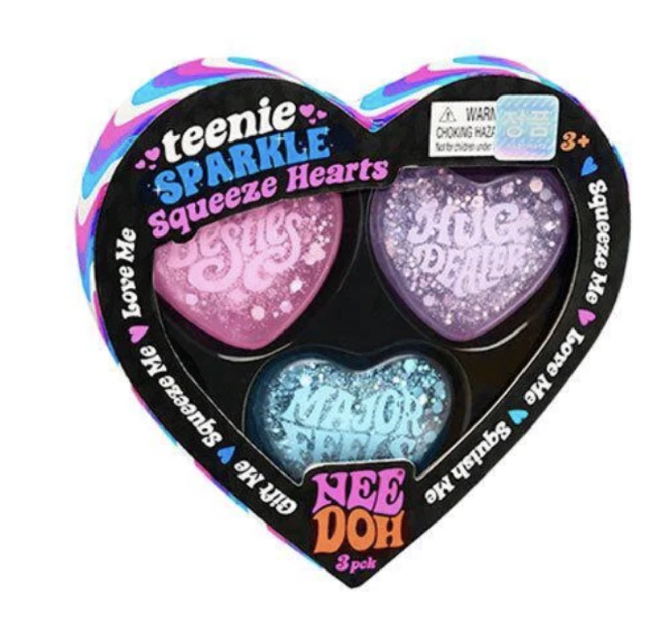 NeeDoh Teenie Sparkle Squeeze Hearts Squishy Stress Relieve Stress