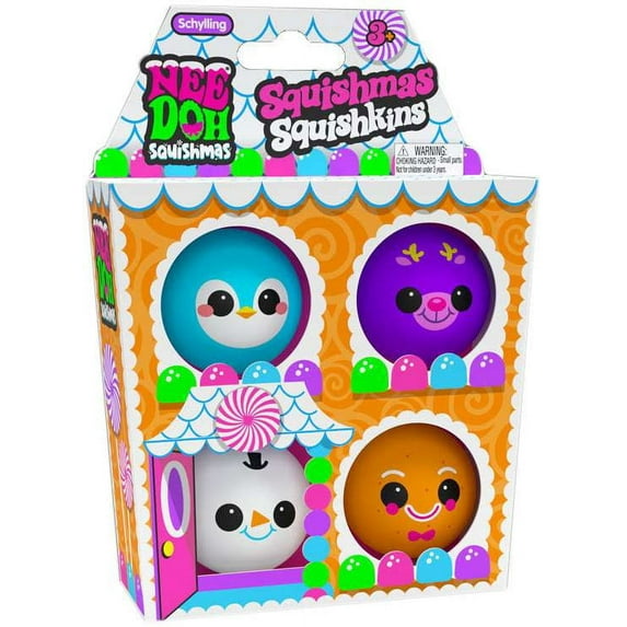 NeeDoh The Groovy Glob Squishmas Squishkins Stress Ball 4-Pack