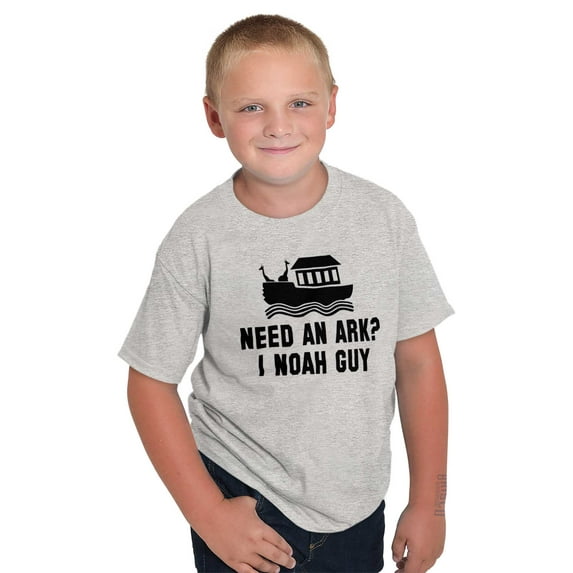 Need An Ark? Noah Guy | Bible Pun Crewneck T Shirts Boy Girl Teen Brisco Brands XS