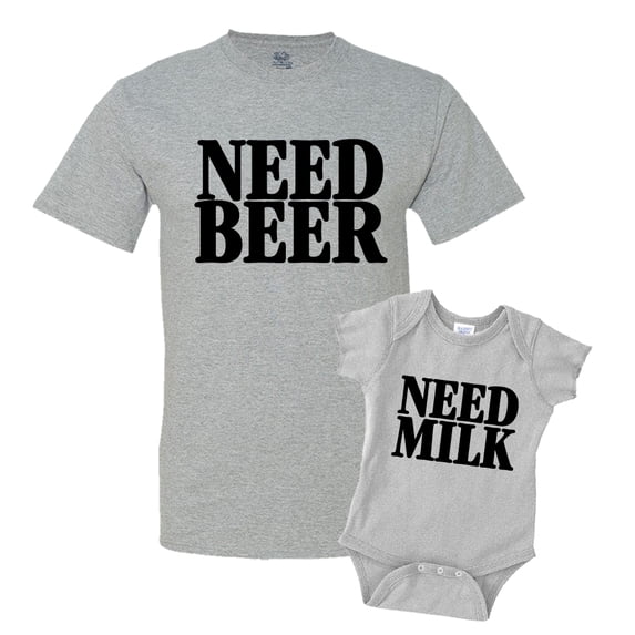 Need Beer and Need Milk Matching Father Son Shirts