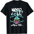 thumbnail image 1 of Need Cake Call Me Cupcake Graphic Design Black Tshirt Unisex Tee, 1 of 6
