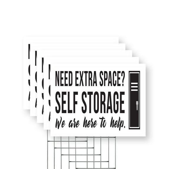 Need Extra Space Self Storage Yard Sign 5 Pack of 18 Inch x 24 Inch Single Sided Weatherproof Heavy-Duty Plastic with Stake | Affordable Units, Convenient Locations, Professional