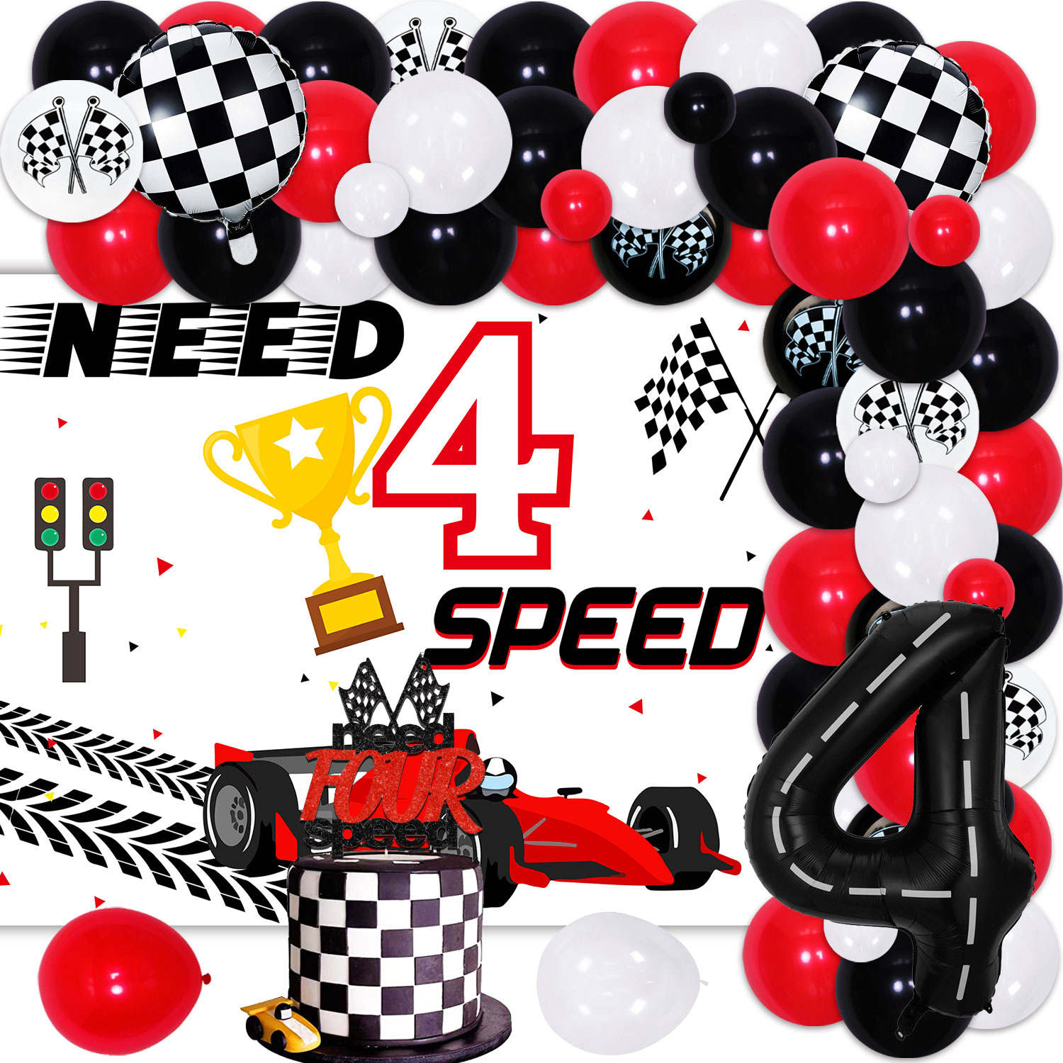 Need Four Speed Birthday Decorations Boys Racing Car Red Black