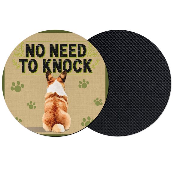 NO Need to Knock Coasters Set of 2, Absorbent Coasters for Drinks, Corgi Dog Paw Prints Pet Lover Farmhouse Coaster for Desk Coffee Table Protection, Home Decor House Warming Gifts 4"