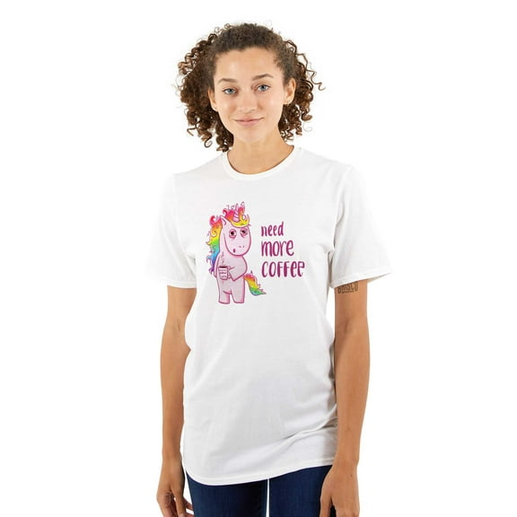 Need More Coffee Groggy Unicorn Women's Graphic T Shirt Tees Brisco Brands L