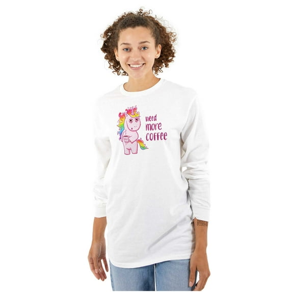 Need More Coffee Groggy Unicorn Women's Long Sleeve T Shirt Brisco Brands S
