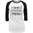 thumbnail image 1 of Need More Sleep Juniors 3/4 Sleeve Raglan T Shirt White-Black X-LG, 1 of 1