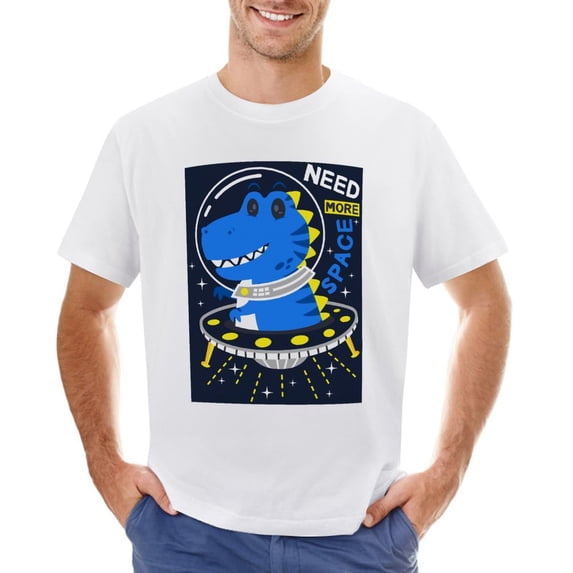 Need More Space Vintage T-shirt Mens Cotton Classic Crewneck Short Sleeve Tees Unisex White L