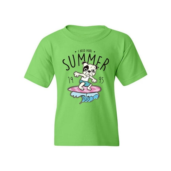 Need More Summer, Surfing Dog T-Shirt Juniors -Image by Shutterstock, Large
