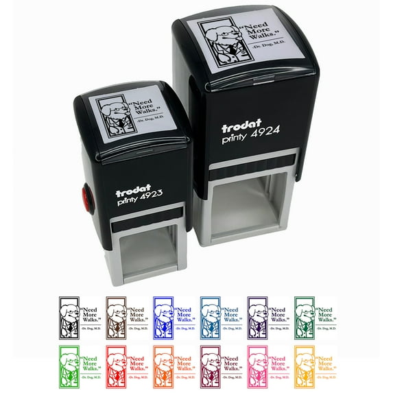 Need More Walks Says Doctor Dog Self-Inking Rubber Stamp Ink Stamper - Blue Ink - Small 1 Inch