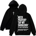 thumbnail image 1 of Need Prayer Tap My Shoulder Hoodie God Jesus Christian Apparel Sweatshirt Long Sleeve Pullover, 1 of 6